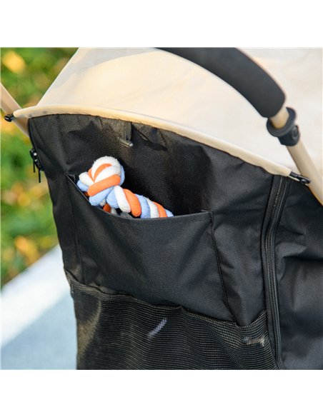 PawHut Pet Stroller for Small and Miniature Dogs, with Rain Cover - Khaki - pic 145333 | FastDaddyshop