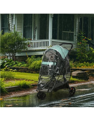 PawHut Foldable Pet Stroller w/ Rain Cover, for XS Dogs, S Dogs - Green