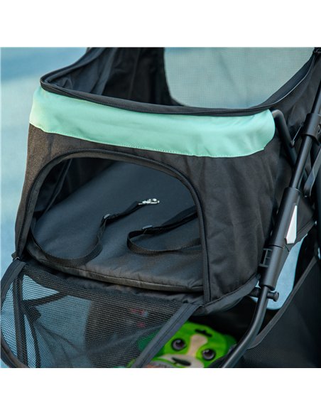 PawHut Foldable Pet Stroller w/ Rain Cover, for XS Dogs, S Dogs - Green - pic 145341 | FastDaddyshop