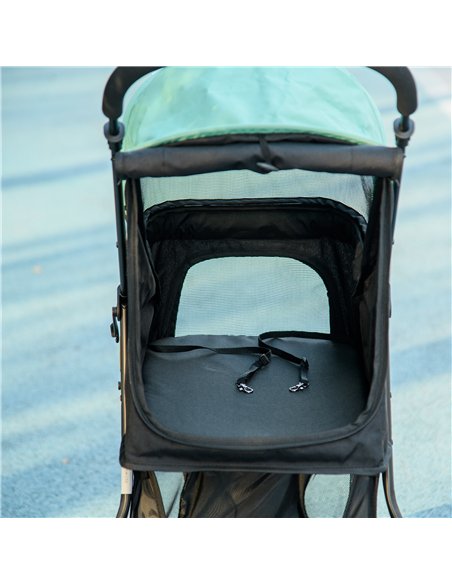 PawHut Foldable Pet Stroller w/ Rain Cover, for XS Dogs, S Dogs - Green - pic 145342 | FastDaddyshop