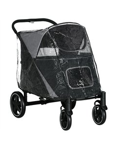 PawHut 4 Wheel Pet Stroller with Rain Cover for Medium and Large Dogs - Black