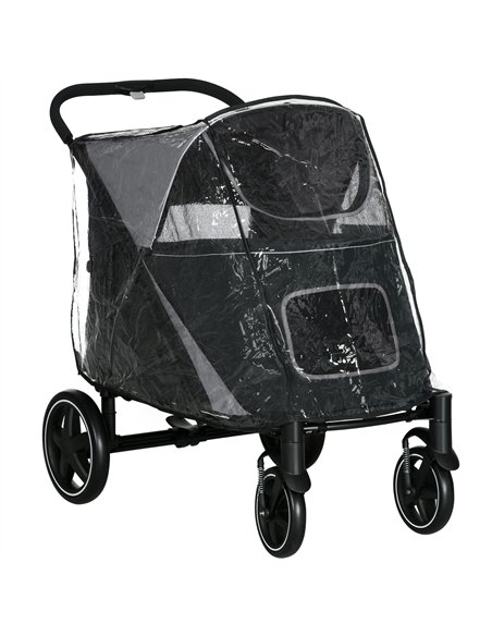 PawHut 4 Wheel Pet Stroller with Rain Cover for Medium and Large Dogs - Black - pic 145343 | FastDaddyshop