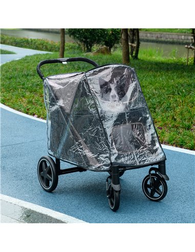 PawHut 4 Wheel Pet Stroller with Rain Cover for Medium and Large Dogs - Black