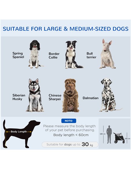 PawHut 4 Wheel Pet Stroller with Rain Cover for Medium and Large Dogs - Black - pic 145346 | FastDaddyshop