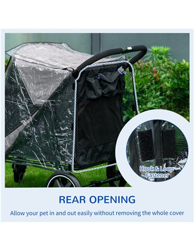 PawHut 4 Wheel Pet Stroller with Rain Cover for Medium and Large Dogs - Black