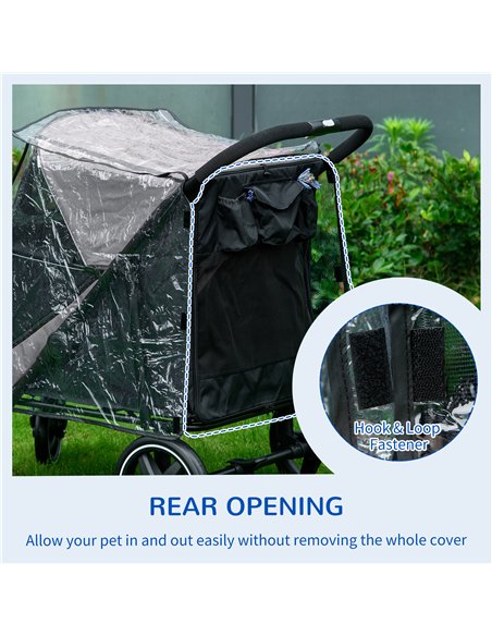 PawHut 4 Wheel Pet Stroller with Rain Cover for Medium and Large Dogs - Black - pic 145348 | FastDaddyshop