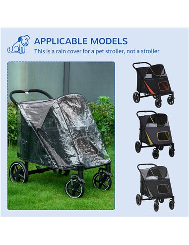 PawHut 4 Wheel Pet Stroller with Rain Cover for Medium and Large Dogs - Black