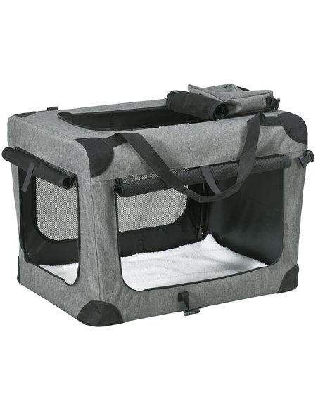 PawHut 70cm Oxford Folding Pet Carrier Bag Grey - pic 145352 | FastDaddyshop
