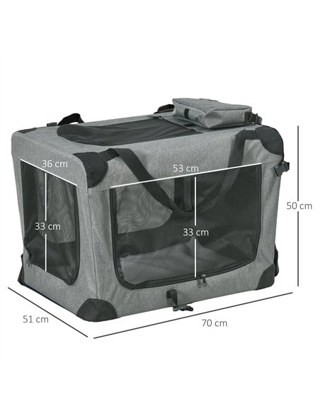 PawHut 70cm Oxford Folding Pet Carrier Bag Grey - pic 145354 | FastDaddyshop