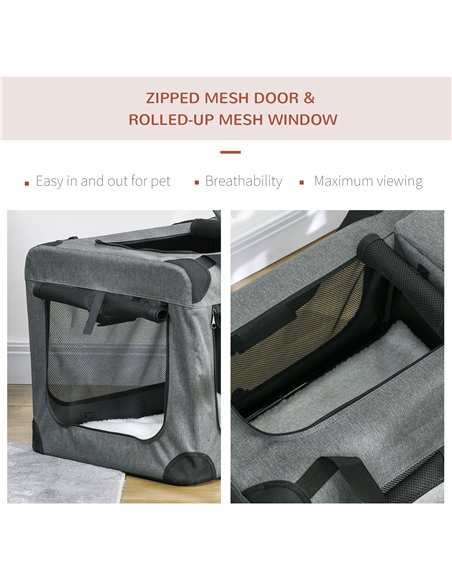 PawHut 70cm Oxford Folding Pet Carrier Bag Grey - pic 145357 | FastDaddyshop