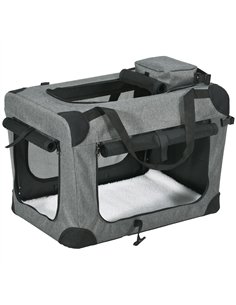 PawHut Oxford Fabric Folding Pet Carrier Bag Grey