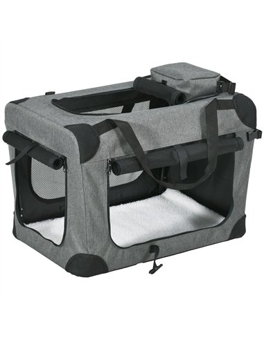 PawHut Oxford Fabric Folding Pet Carrier Bag Grey