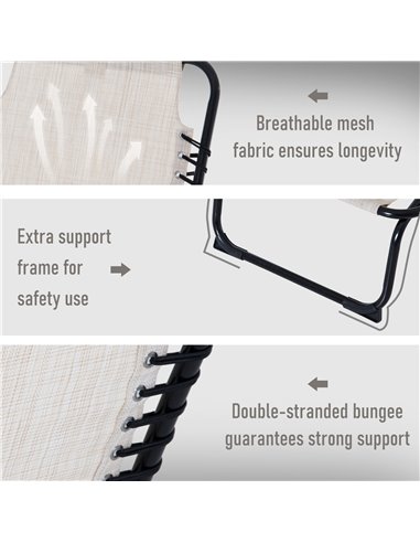Outsunny 4 Level Foldable Sun Lounger with Steel Frame, Recliner Chair for Camping, Cream White