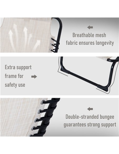 Outsunny 4 Level Foldable Sun Lounger with Steel Frame, Recliner Chair for Camping, Cream White - pic 14537 | FastDaddyshop