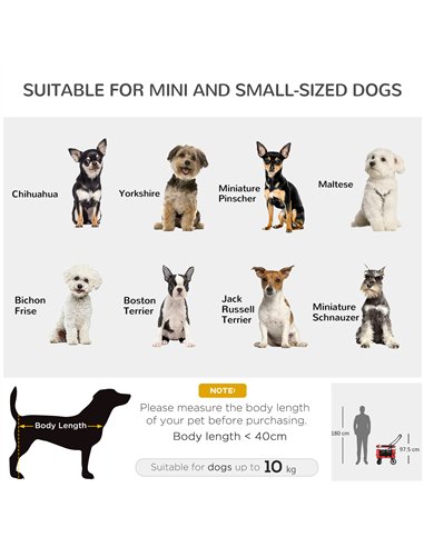 PawHut Foldable Dog Stroller, Pet Travel Crate, with Detachable Carrier, Soft Padding, for Mini, Small Dogs - Red