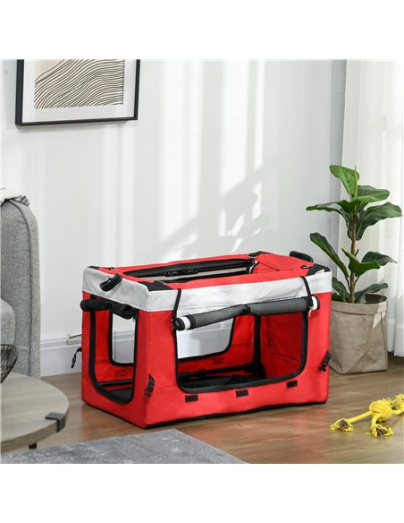 PawHut Foldable Dog Stroller, Pet Travel Crate, with Detachable Carrier, Soft Padding, for Mini, Small Dogs - Red - pic 145377 | FastDaddyshop