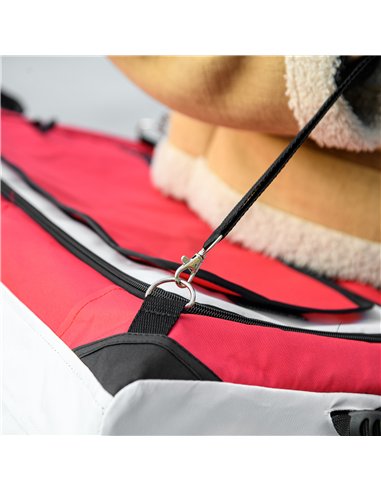 PawHut Foldable Dog Stroller, Pet Travel Crate, with Detachable Carrier, Soft Padding, for Mini, Small Dogs - Red