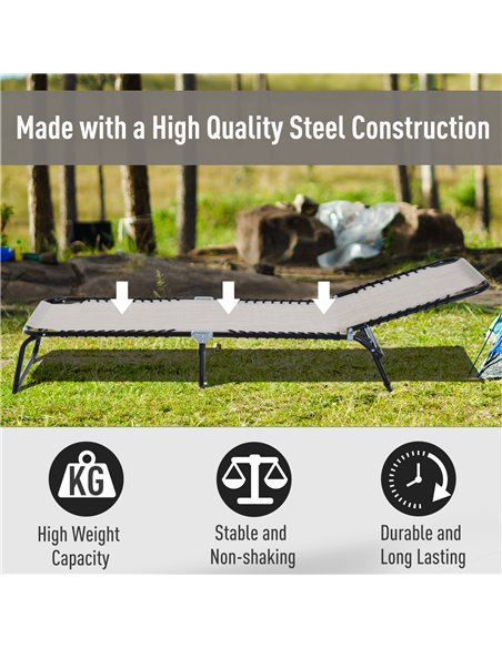 Outsunny 4 Level Foldable Sun Lounger with Steel Frame, Recliner Chair for Camping, Cream White - pic 14538 | FastDaddyshop