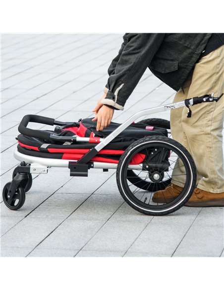 PawHut 2 in 1 Aluminium Foldable Dog Bike Trailer, Pet Stroller, for Medium Dogs - Red - pic 145387 | FastDaddyshop
