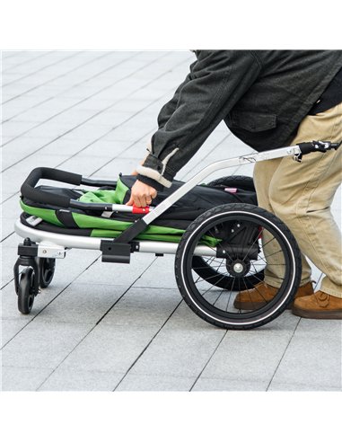 PawHut 2 in 1 Aluminium Foldable Dog Bike Trailer, Pet Stroller, for Medium Dogs - Green