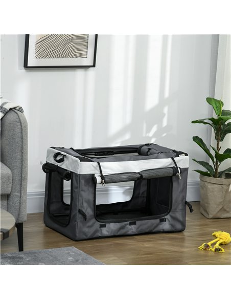 PawHut Foldable Dog Stroller, Pet Travel Crate, with Detachable Carrier, Soft Padding, for Mini, Small Dogs - Grey - pic 145404 | FastDaddyshop