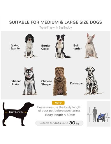 PawHut Foldable Pet Stroller, with Washable Cushion, Storage Bags, Safety Leash, for Medium, Large Dogs, Cats - Blue