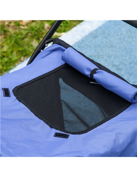 PawHut Foldable Pet Stroller, with Washable Cushion, Storage Bags, Safety Leash, for Medium, Large Dogs, Cats - Blue - pic 145413 | FastDaddyshop