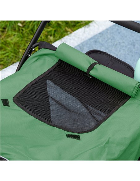 PawHut Foldable Pet Stroller, with Washable Cushion, Storage Bags, Safety Leash, for Medium, Large Dogs, Cats - Green - pic 145422 | FastDaddyshop