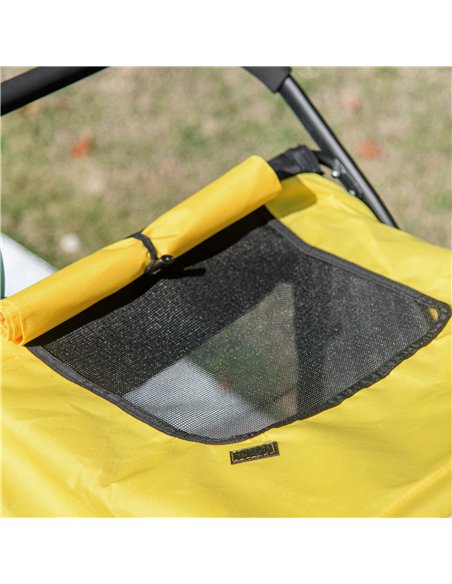 PawHut Foldable Pet Stroller, with Washable Cushion, Storage Bags, Safety Leash, for Medium, Large Dogs, Cats - Yellow - pic 145431 | FastDaddyshop