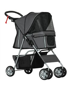 PawHut Foldable Pet Stroller for Small and Miniature Dog, Dark Grey