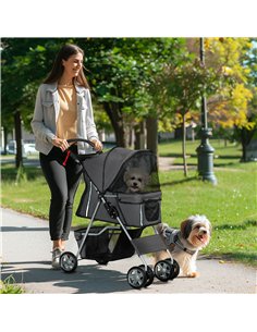 PawHut Foldable Pet Stroller for Small and Miniature Dog, Dark Grey 2