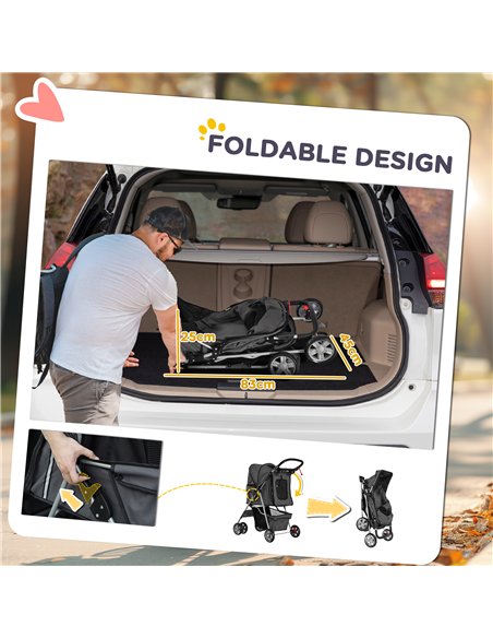 PawHut Foldable Pet Stroller for Small and Miniature Dog, Dark Grey - pic 145446 | FastDaddyshop