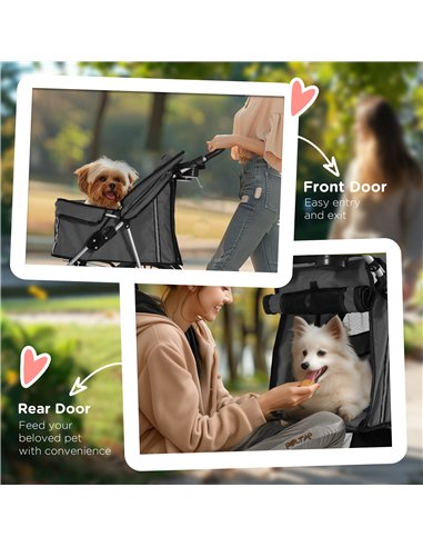 PawHut Foldable Pet Stroller for Small and Miniature Dog, Dark Grey