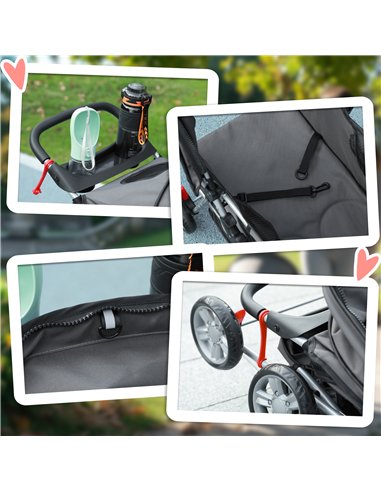 PawHut Foldable Pet Stroller for Small and Miniature Dog, Dark Grey