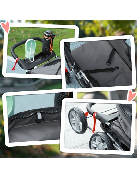 PawHut Foldable Pet Stroller for Small and Miniature Dog, Dark Grey - pic 145449 | FastDaddyshop