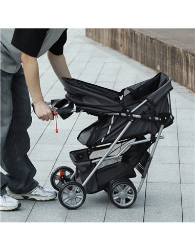 PawHut Foldable Pet Stroller for Small and Miniature Dog, Dark Grey