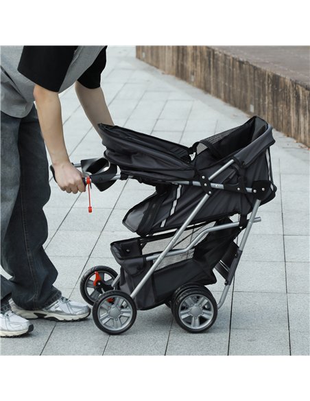 PawHut Foldable Pet Stroller for Small and Miniature Dog, Dark Grey - pic 145450 | FastDaddyshop