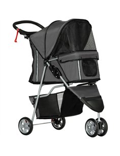 PawHut 3 Wheel Pet Stroller for Small and Miniature Dogs, Charcoal Grey