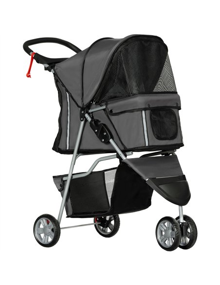 PawHut 3 Wheel Pet Stroller for Small and Miniature Dogs, Charcoal Grey - pic 145451 | FastDaddyshop