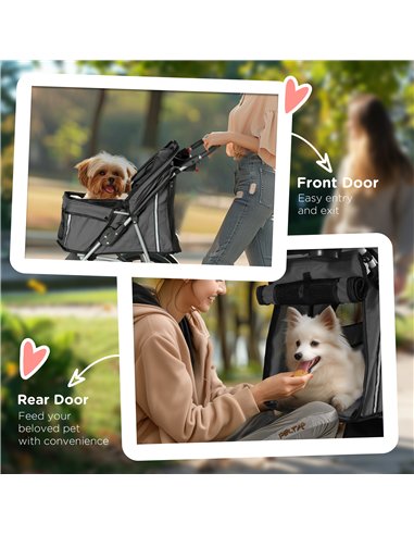 PawHut 3 Wheel Pet Stroller for Small and Miniature Dogs, Charcoal Grey