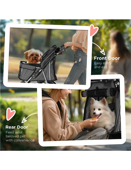 PawHut 3 Wheel Pet Stroller for Small and Miniature Dogs, Charcoal Grey - pic 145457 | FastDaddyshop