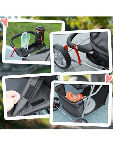 PawHut 3 Wheel Pet Stroller for Small and Miniature Dogs, Charcoal Grey