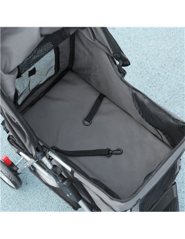 PawHut 3 Wheel Pet Stroller for Small and Miniature Dogs, Charcoal Grey