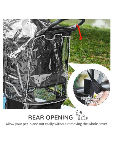 PawHut Pet Travel Stroller with Rain Cover, 3 Wheels Foldable Cat Dog Pushchair with Storage Basket and Cupholder for Small Mini
