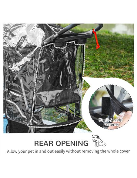 PawHut Pet Travel Stroller with Rain Cover, 3 Wheels Foldable Cat Dog Pushchair with Storage Basket and Cupholder for Small Mini - pic 145466 | FastDaddyshop