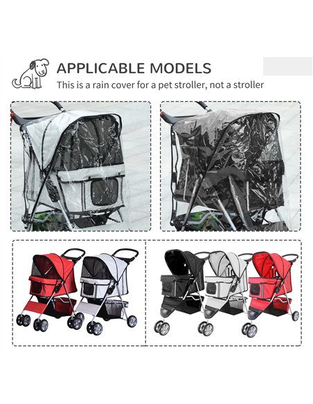PawHut Pet Travel Stroller with Rain Cover, 3 Wheels Foldable Cat Dog Pushchair with Storage Basket and Cupholder for Small Mini - pic 145467 | FastDaddyshop