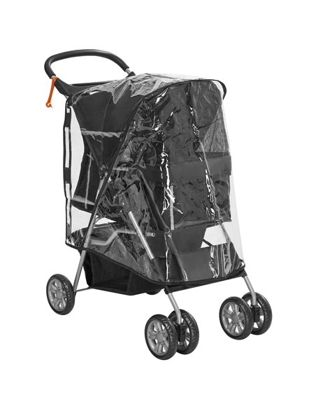 PawHut Pet Travel Stroller with Rain Cover, 4 Wheels Foldable Travel Carriage with Wheels Zipper Entry Cup Holder Storage Basket - pic 145469 | FastDaddyshop