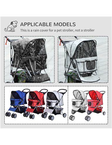 PawHut Pet Travel Stroller with Rain Cover, 4 Wheels Foldable Travel Carriage with Wheels Zipper Entry Cup Holder Storage Basket
