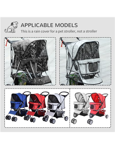 PawHut Pet Travel Stroller with Rain Cover, 4 Wheels Foldable Travel Carriage with Wheels Zipper Entry Cup Holder Storage Basket - pic 145476 | FastDaddyshop