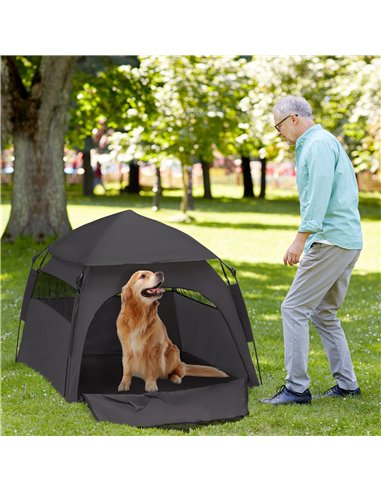 PawHut Foldable Dog Cat Tent with Water-Resistant Oxford, Carry Bag for Extra Large Dog, Charcoal Grey